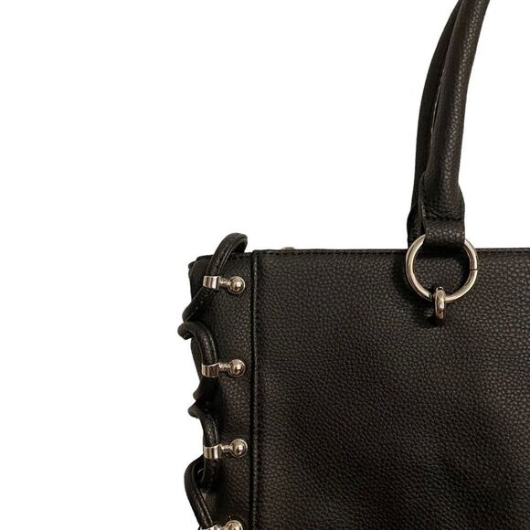 Hadel Black Vegan Faux Leather Tote Bag NWT - Picture 4 of 7